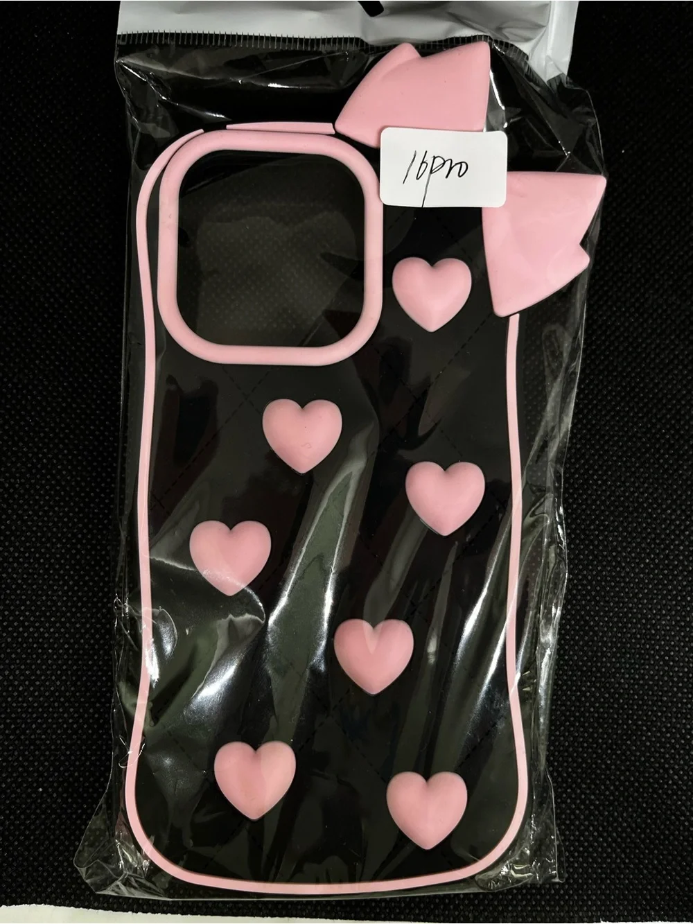 Pink Heart Accent Cute Phone Case for iPhone 16 pro